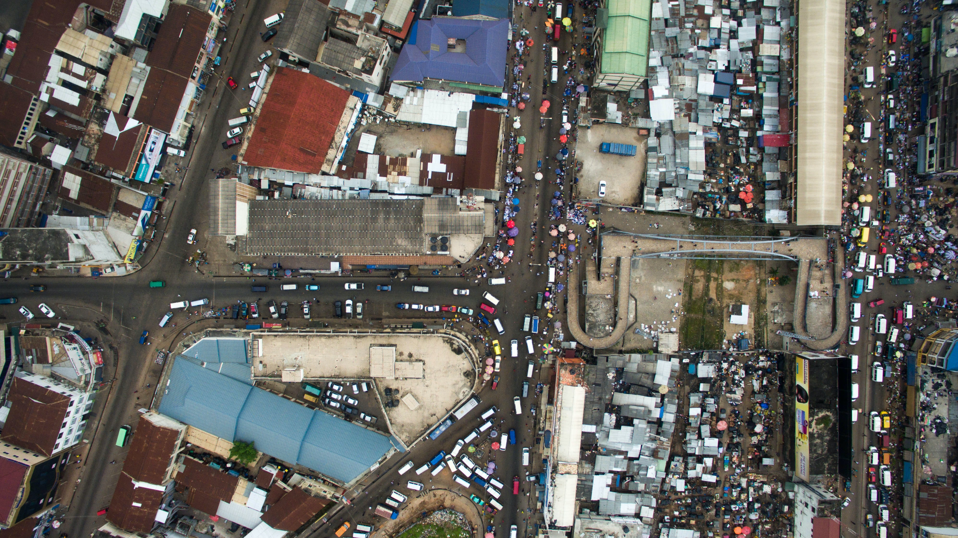 Aerial view African city